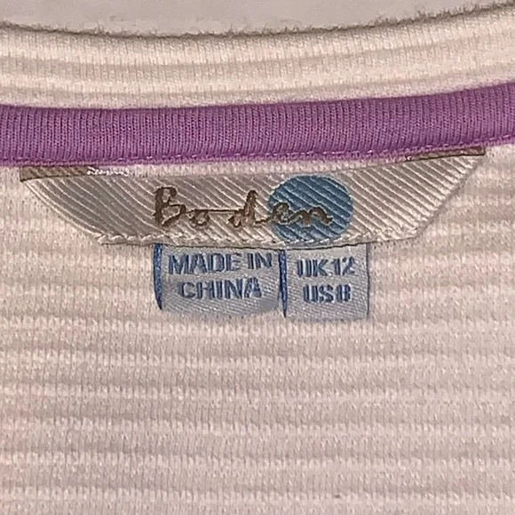 Boden Ottoman Ribbed Zipper Top Off White 3/4 Sleeve Round Neck Size 8 - Picture 5 of 6